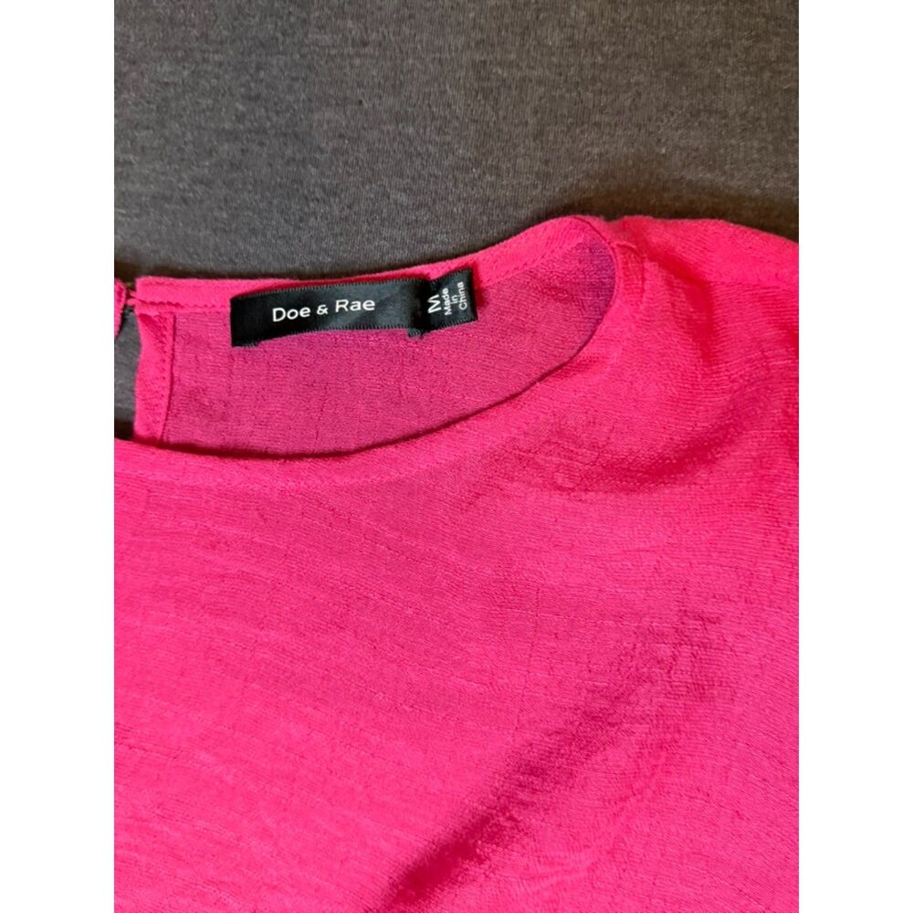 Doe & Rae Pink Ruffle Sleeve Blouse Medium Textured Boho Top Size Medium - Picture 11 of 13